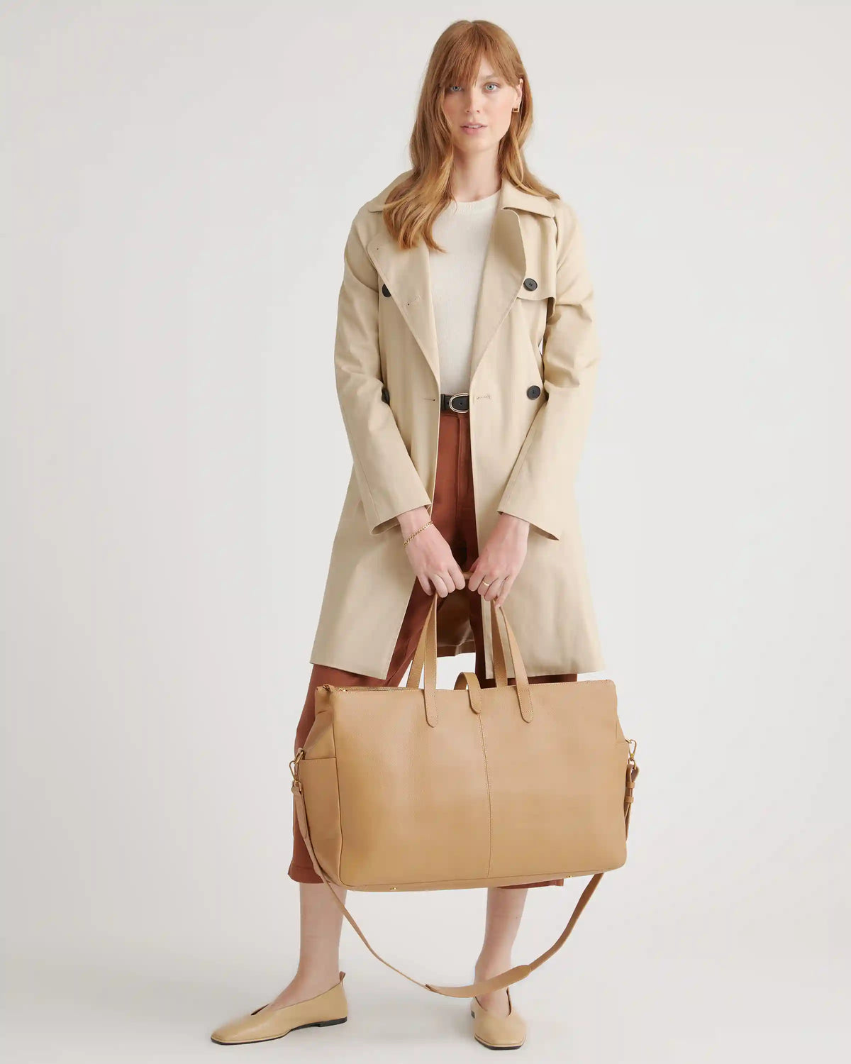 Italian Leather Triple Compartment Weekender