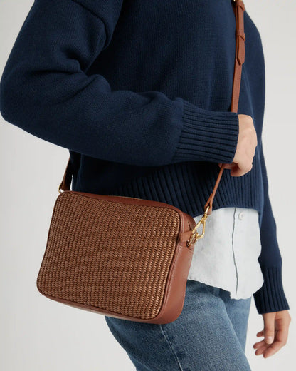 Gemma Raffia & Leather Crossbody