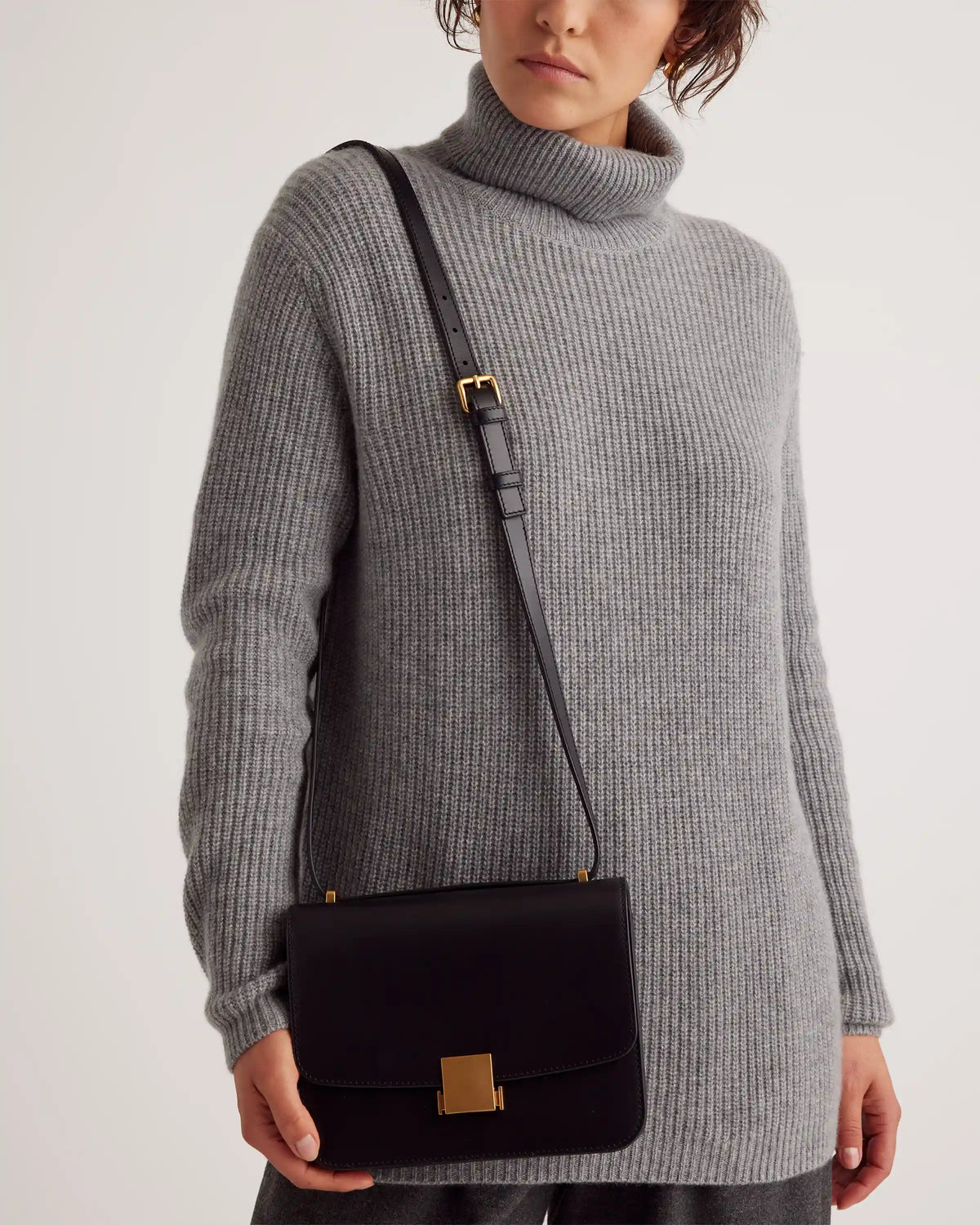 Italian Leather Box Shoulder Bag