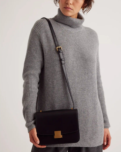 Italian Leather Box Shoulder Bag