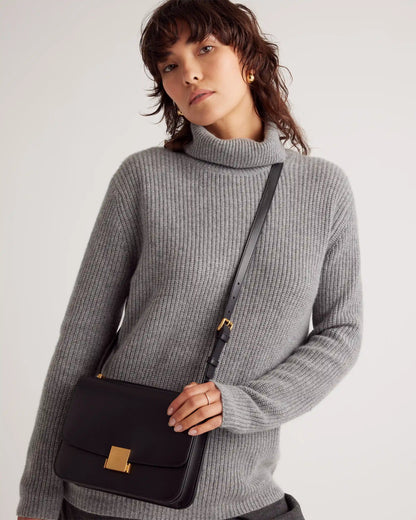 Italian Leather Box Shoulder Bag