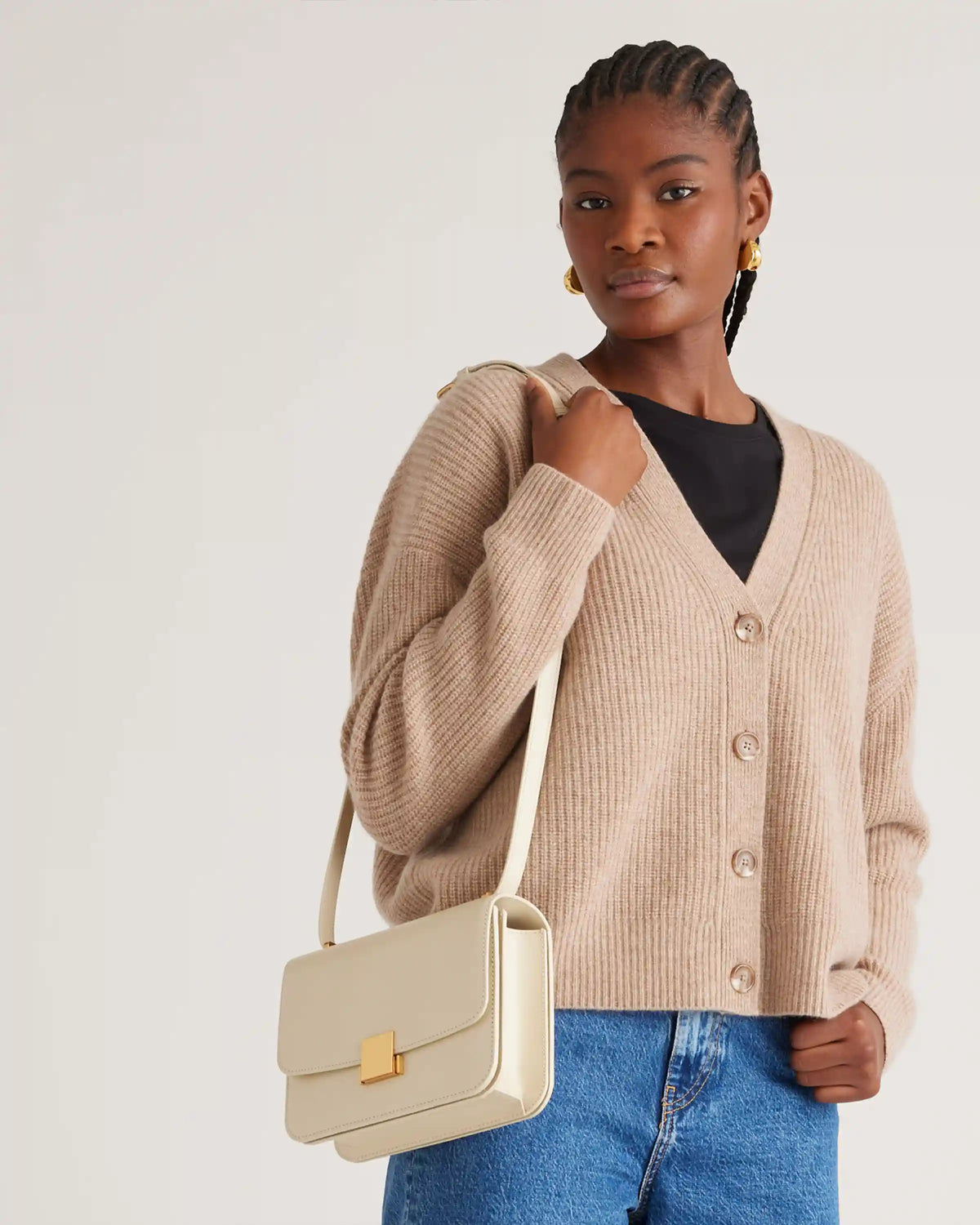 Italian Leather Box Shoulder Bag