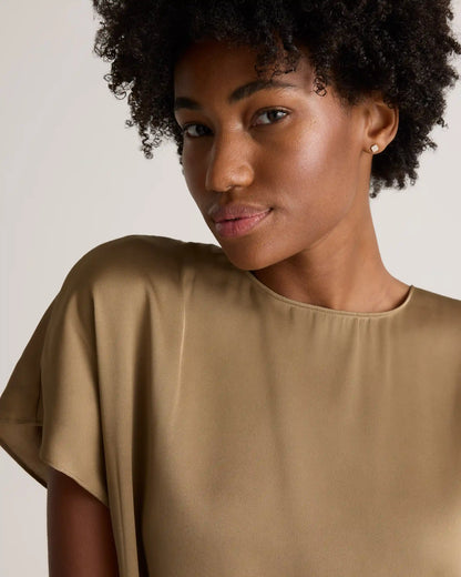 Washable Stretch Silk Split Hem Tee