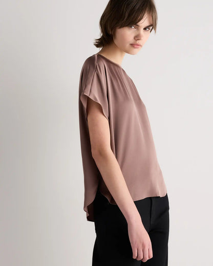 Washable Stretch Silk Split Hem Tee