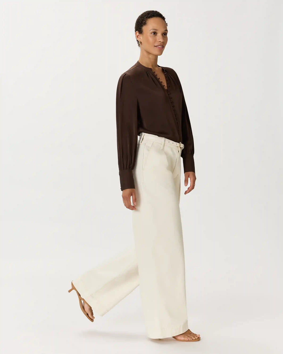 Washable Stretch Silk Peasant Blouse