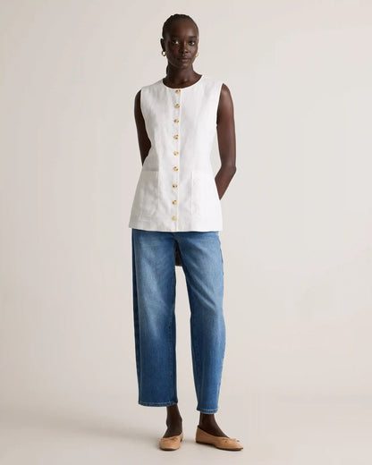 100% European Linen Longline Vest
