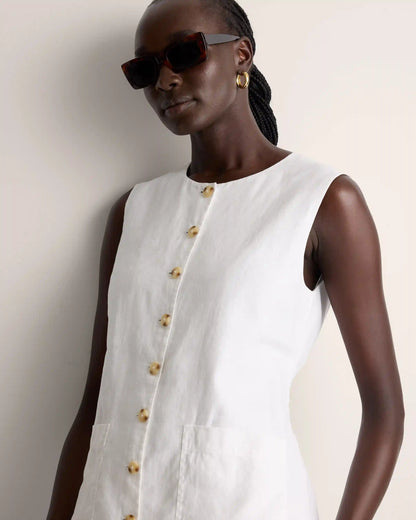 100% European Linen Longline Vest