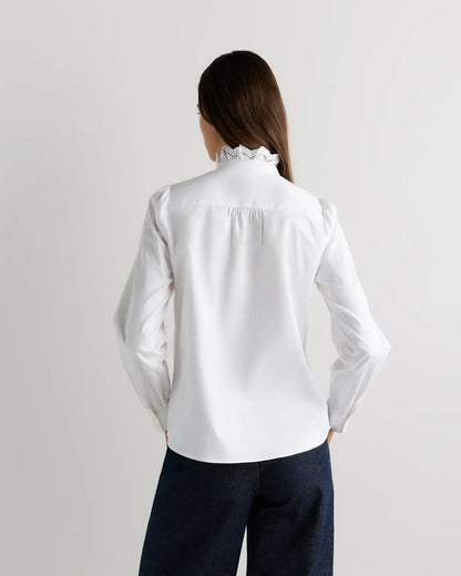 100% Organic Cotton Lace Ruffle Blouse