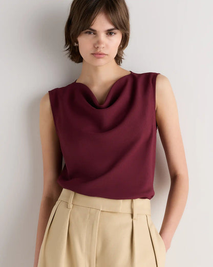Draped Matte Cowl Neck Tank