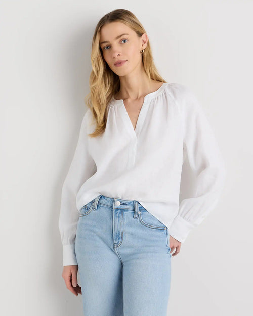 100% European Linen Peasant Top