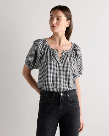 Cotton Viscose Voile Raglan Short Sleeve Blouse
