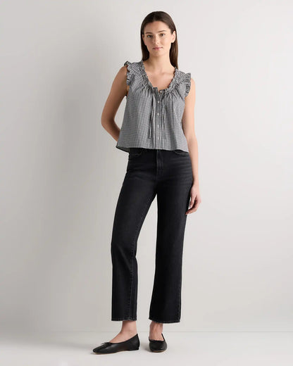 Cotton Viscose Voile Ruffle Trim Tank