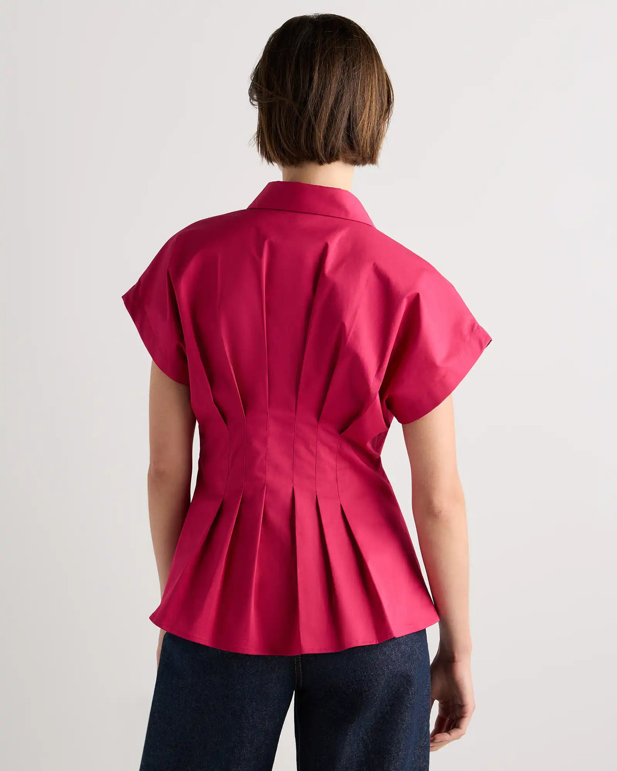 Stretch Twill Pleated Short Sleeve Shirt