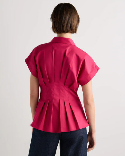 Stretch Twill Pleated Short Sleeve Shirt