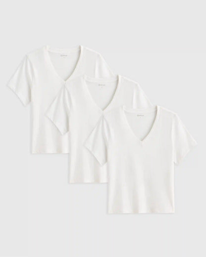 100% Organic Cotton Boxy V-Neck Tee (3-Pack)