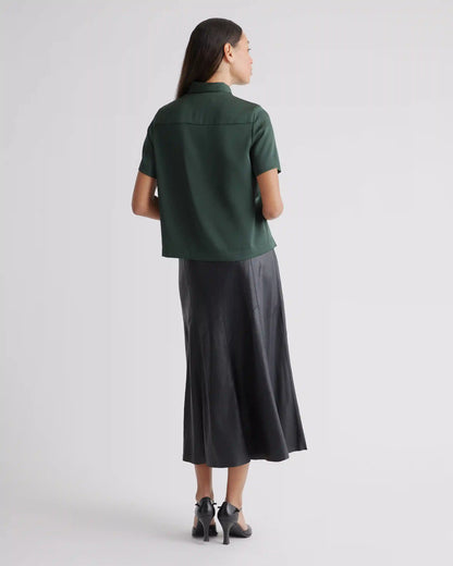 Washable Stretch Silk Short Sleeve Blouse