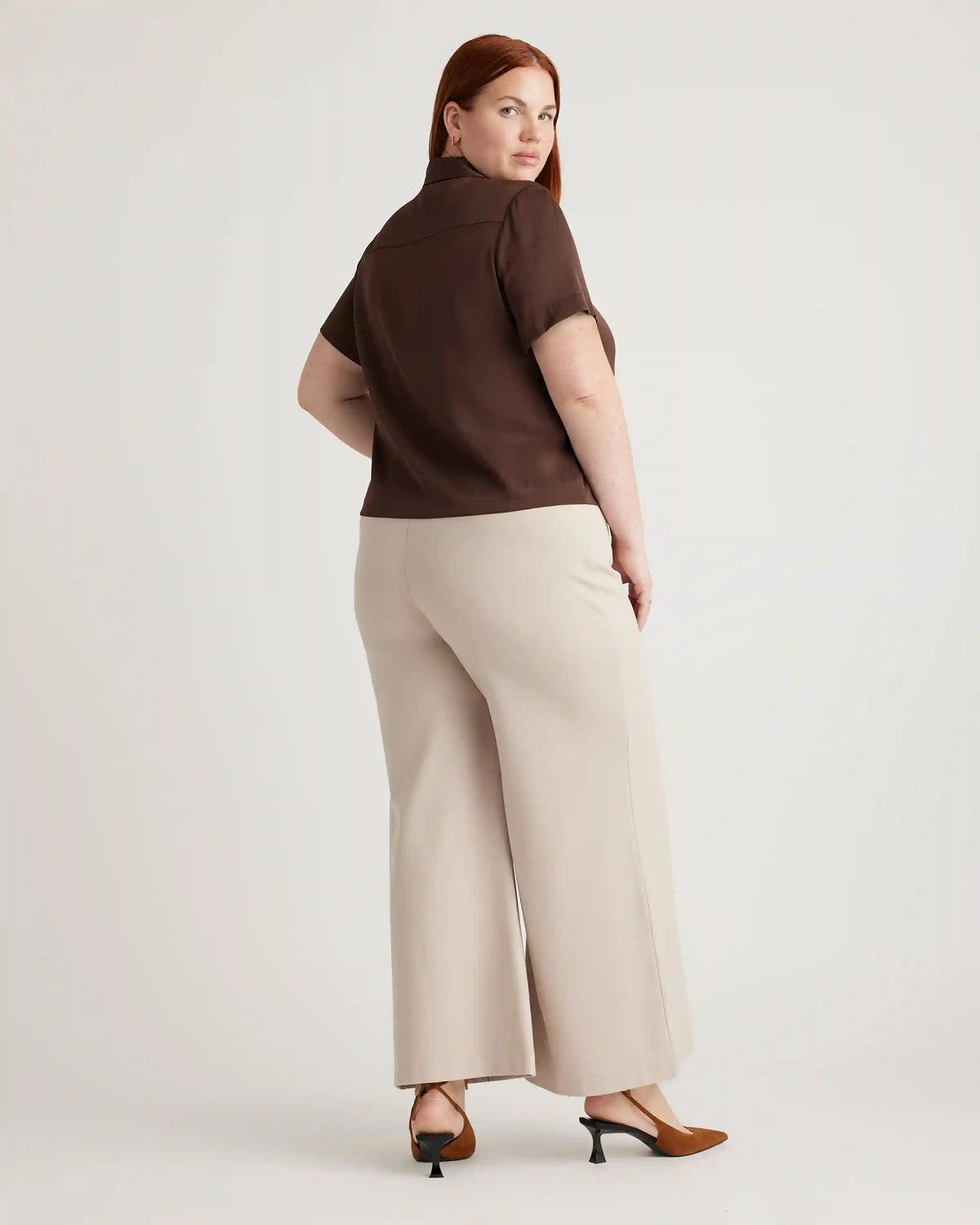 Washable Stretch Silk Short Sleeve Blouse