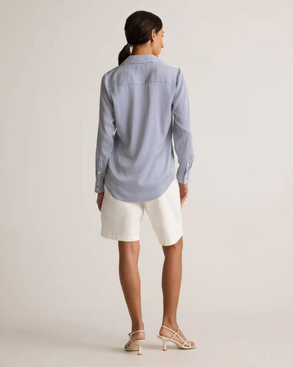 Washable Stretch Silk Notch Collar Blouse