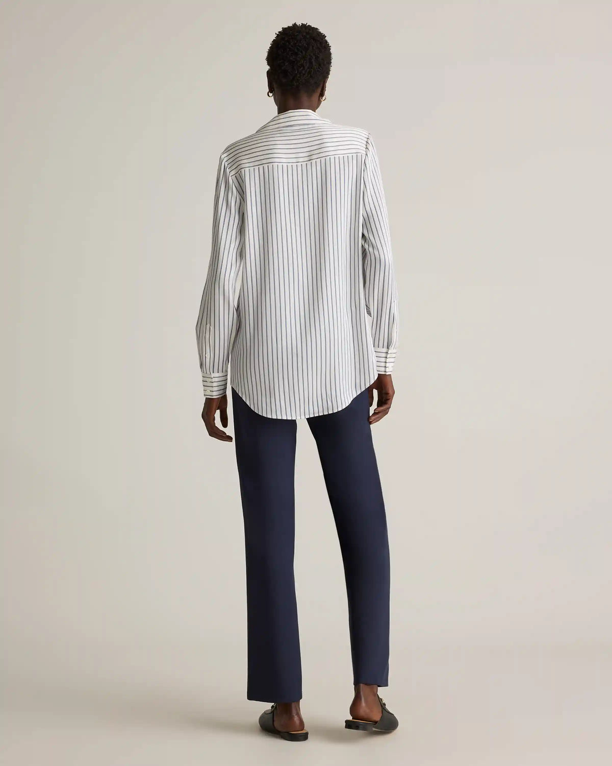 Washable Stretch Silk Notch Collar Blouse
