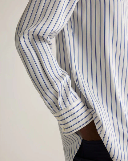 Washable Stretch Silk Notch Collar Blouse
