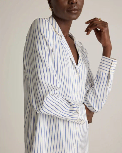 Washable Stretch Silk Notch Collar Blouse