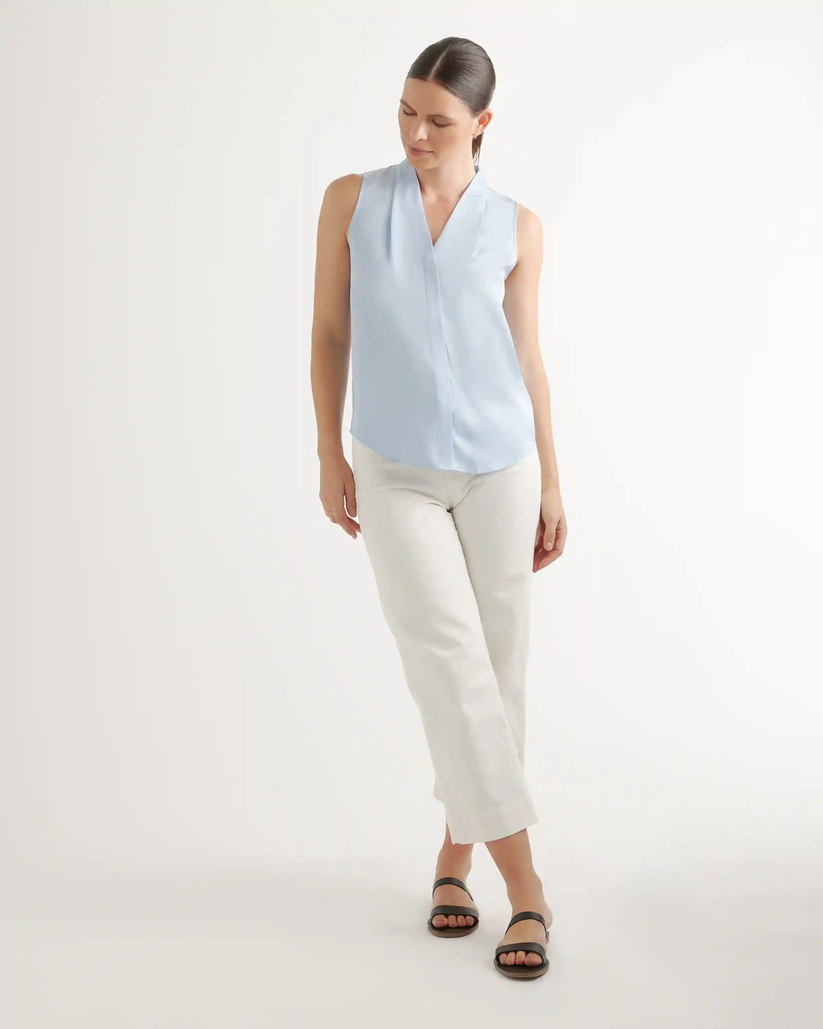 Washable Stretch Silk Sleeveless Blouse