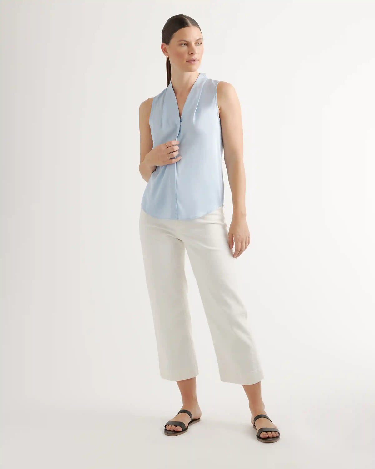 Washable Stretch Silk Sleeveless Blouse