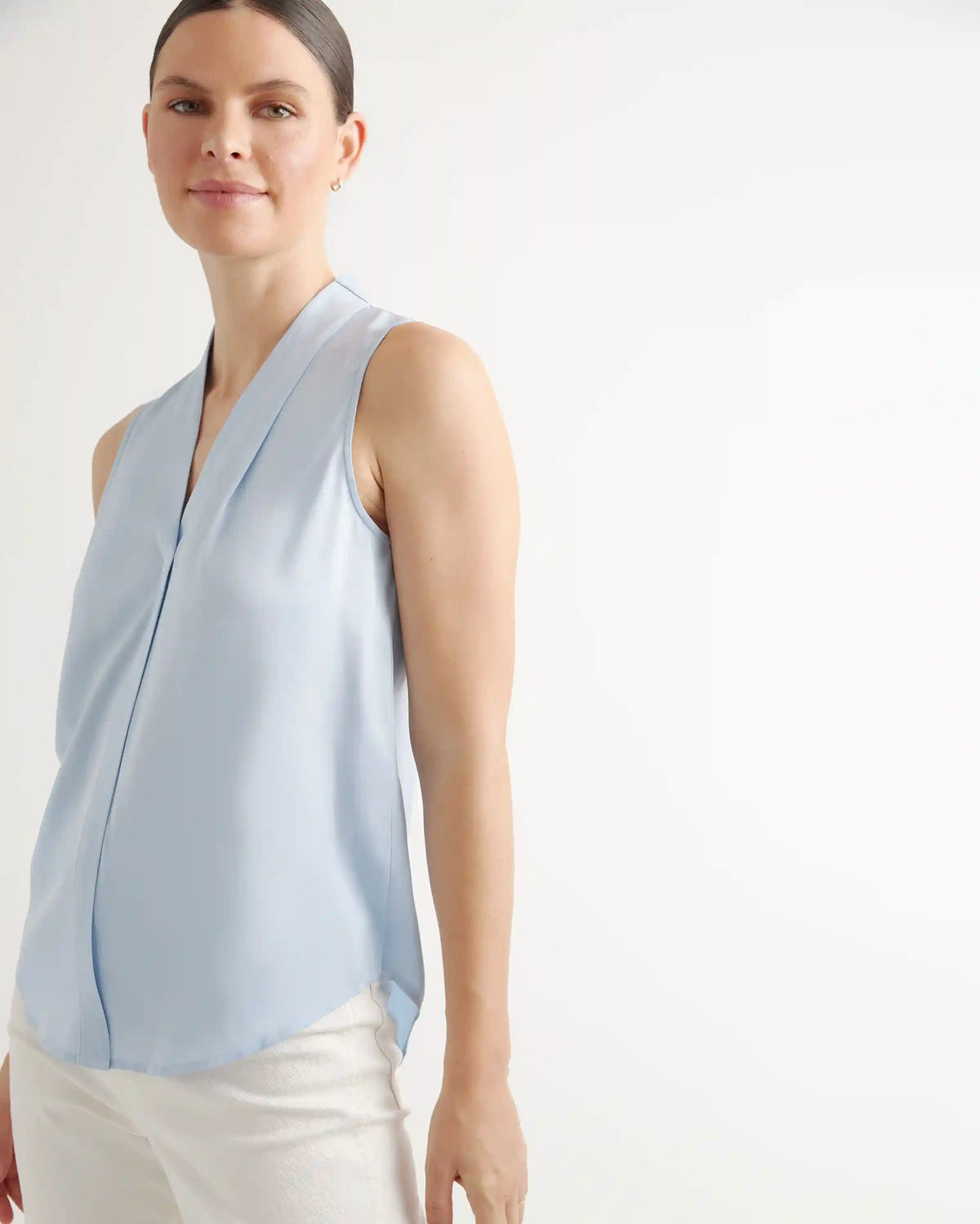 Washable Stretch Silk Sleeveless Blouse