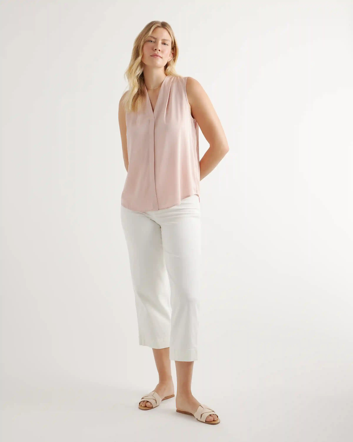 Washable Stretch Silk Sleeveless Blouse
