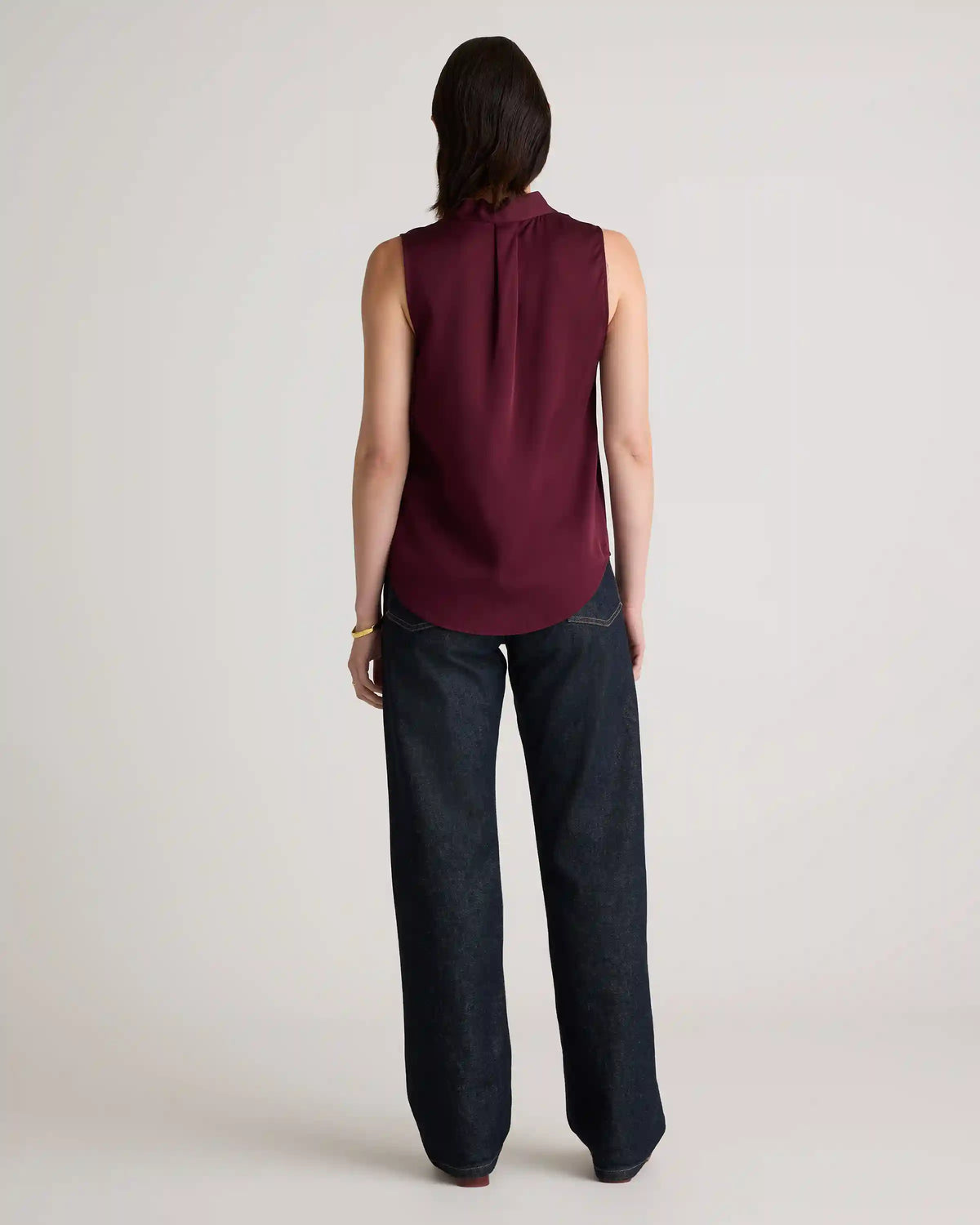 Washable Stretch Silk Sleeveless Blouse