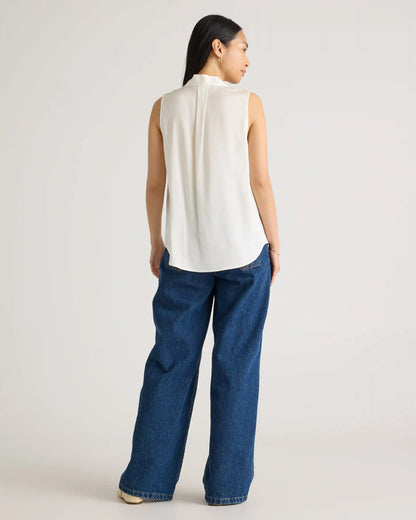 Washable Stretch Silk Sleeveless Blouse