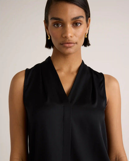 Washable Stretch Silk Sleeveless Blouse