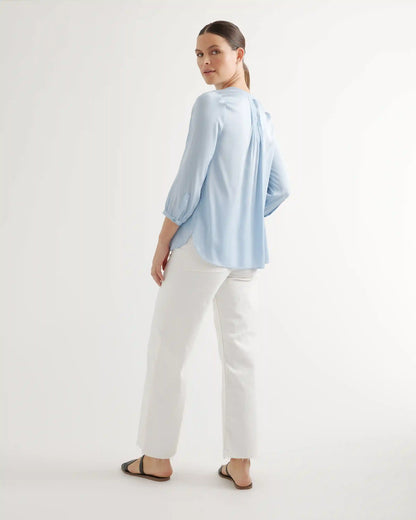 Washable Stretch Silk Pleat Back Blouse