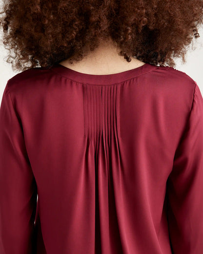 Washable Stretch Silk Pleat Back Blouse
