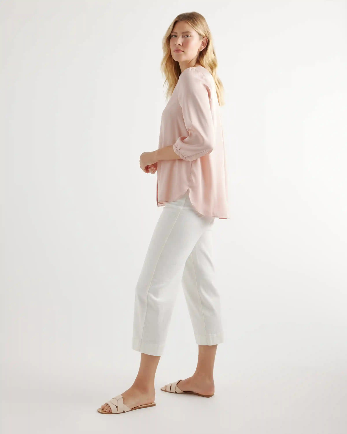 Washable Stretch Silk Pleat Back Blouse