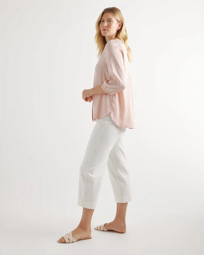 Washable Stretch Silk Pleat Back Blouse