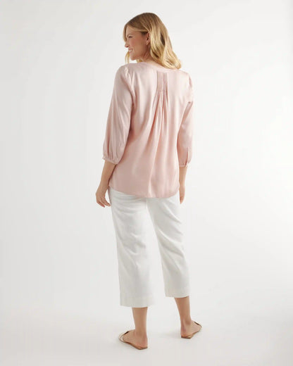 Washable Stretch Silk Pleat Back Blouse