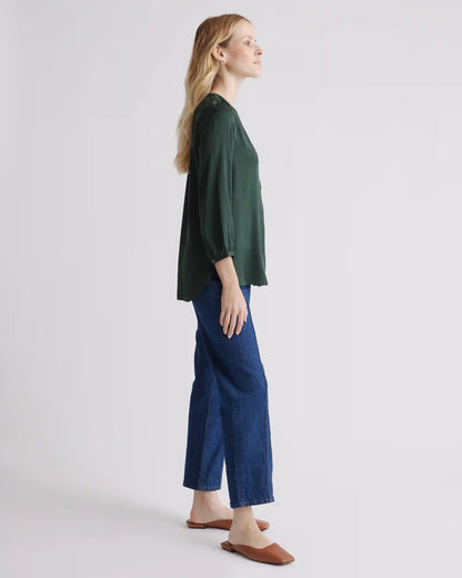 Washable Stretch Silk Pleat Back Blouse