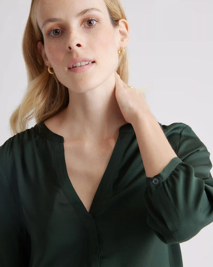 Washable Stretch Silk Pleat Back Blouse