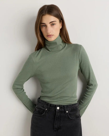 Organic Cotton Micro-Rib Turtleneck