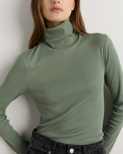 Organic Cotton Micro-Rib Turtleneck