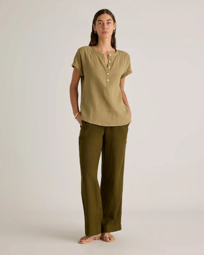100% Organic Cotton Gauze Roll Sleeve Shirt