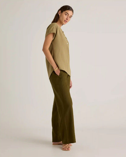 100% Organic Cotton Gauze Roll Sleeve Shirt