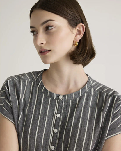 100% Organic Cotton Gauze Roll Sleeve Shirt