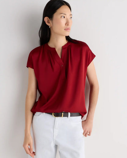 Washable Stretch Silk Dolman Sleeve Blouse