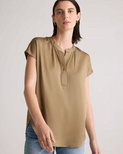 Washable Stretch Silk Dolman Sleeve Blouse