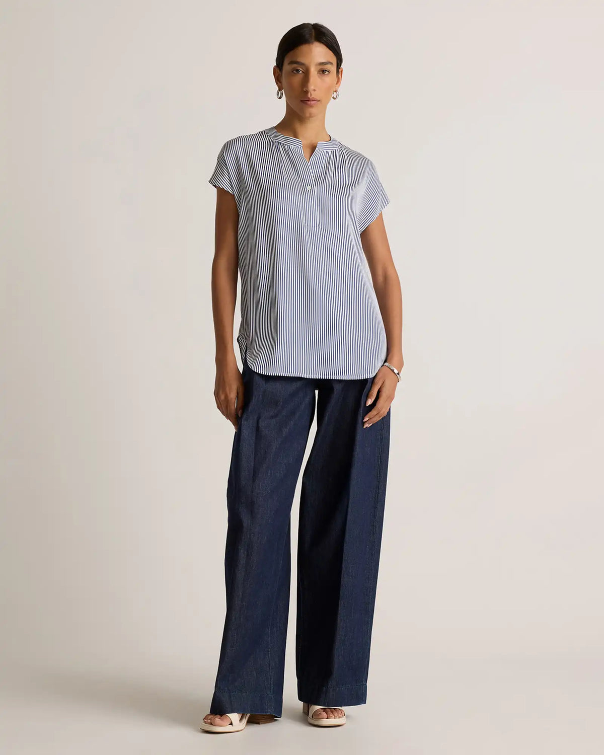 Washable Stretch Silk Dolman Sleeve Blouse