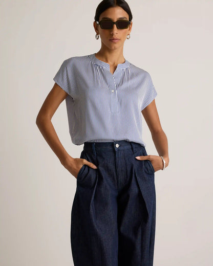 Washable Stretch Silk Dolman Sleeve Blouse