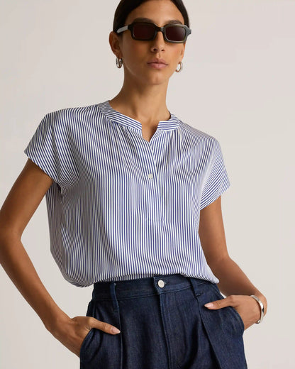 Washable Stretch Silk Dolman Sleeve Blouse