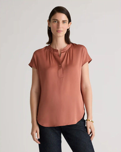 Washable Stretch Silk Dolman Sleeve Blouse